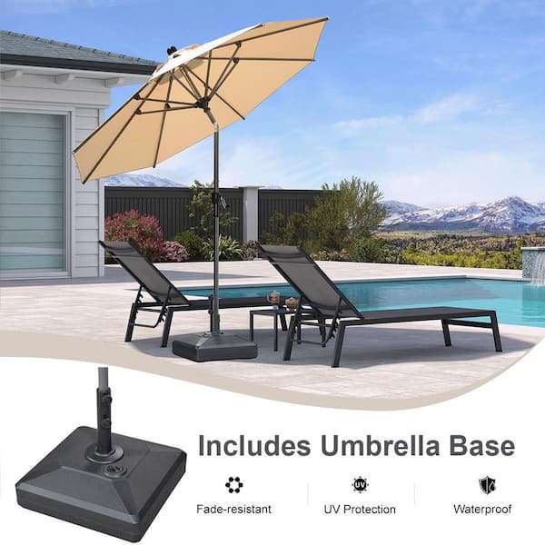 double patio umbrella commercial Wood-Grain Aluminum (10-13 ft) trendy bag Model:GSS80MMF Quantum BK3000 Benchmark Spinning The umbrella features a