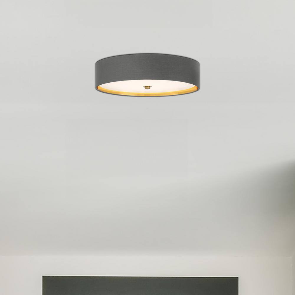 Stacy 16" Gray and Gold Round LED Flush Mount Light