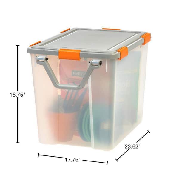 IRIS USA 2 Pack 103qt WEATHERPRO Airtight Wheeled Plastic Storage Bin with  Lid and Seal and Secure Latching Buckles, Pull Handle 