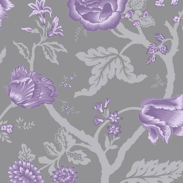 The Wallpaper Company 56 sq. ft. Kendal Grey/Purple Wallpaper