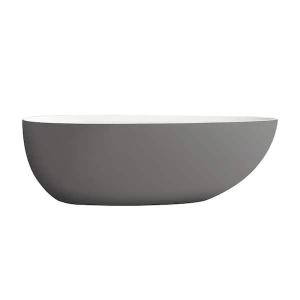 Unbranded 71 in. x 35 in. Soaking Bathtub Convertible Drain in White and Gray