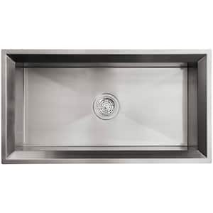 Poise Undermount Stainless Steel 33 in. Single Bowl Kitchen Sink