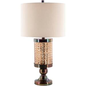 Dornoch 28 in. Burnt Orange Indoor Table Lamp with Off-White Drum Shaped Shade