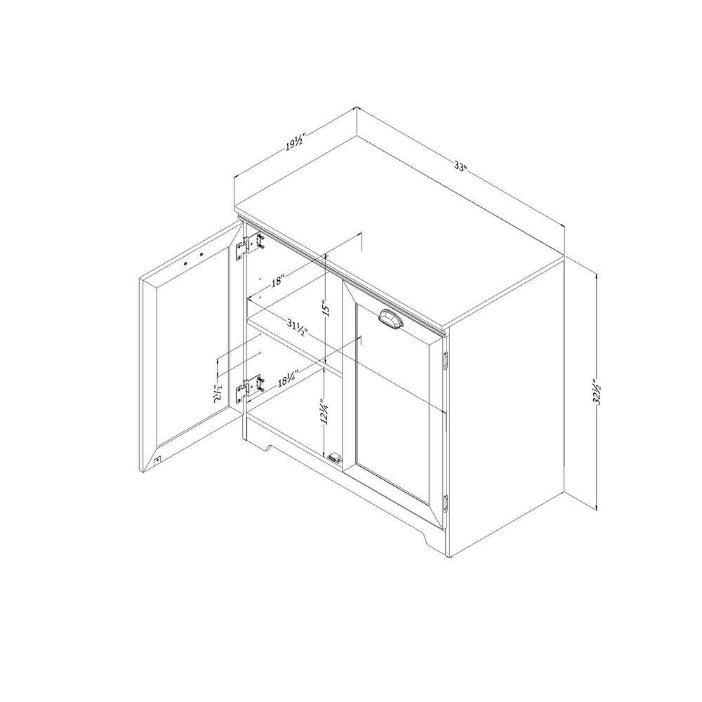 White Farmhouse 2-Door Accent Cabinet with Adjustable Shelving
