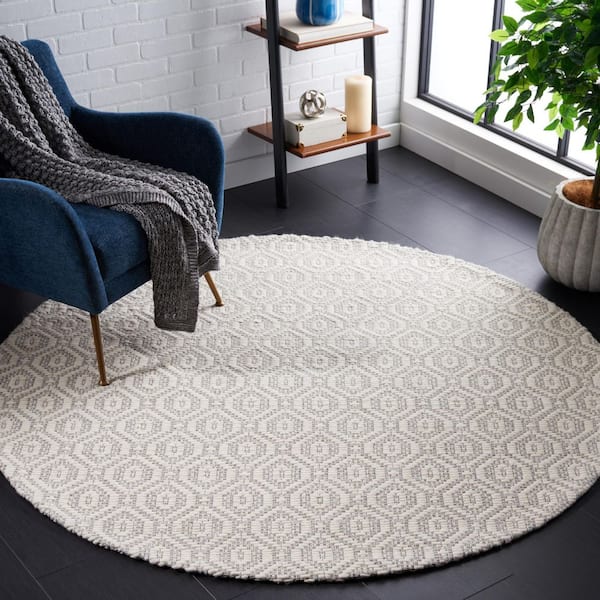 Marbella 6 ft. x 6 ft. Ivory/Beige Diamond Round Rug