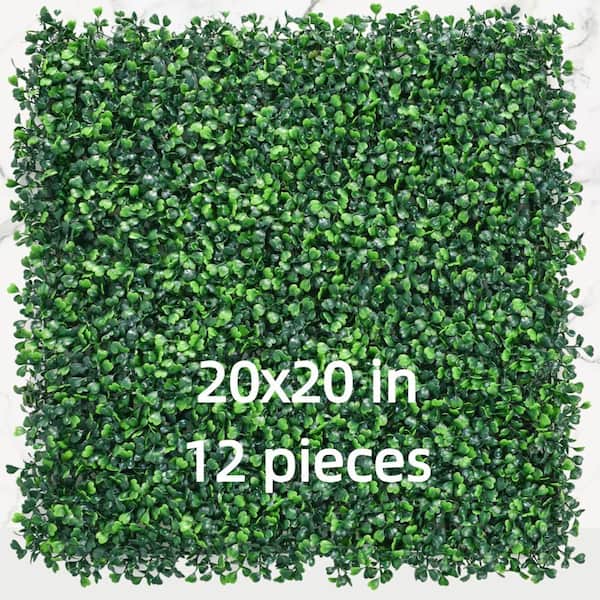 Unbranded 20 in. H x 20 in. W Artificial Boxwood Hedge Grass Wall Greenery Panels Indoor Outdoor Decor