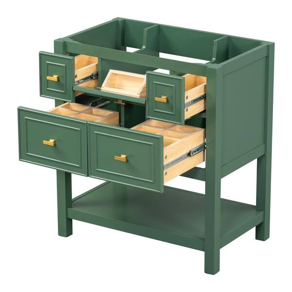 Nestfair 29.56 in. W x 17.79 in. D x 33 in. H Bath Vanity Cabinet without Top in Green with 5 Drawers