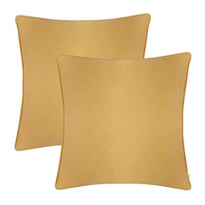 A1HC Mustard Yellow Velvet Decorative Pillow Cover Pack of 2 18 in. x 18 in. Hidden YKK Zipper, Throw Pillow Covers Only