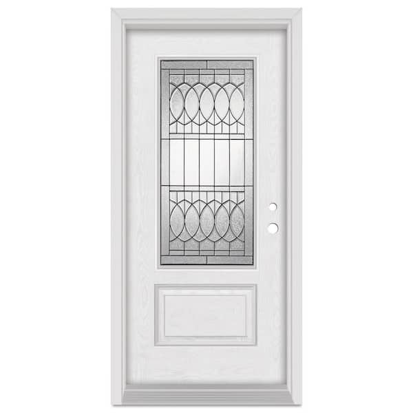 Stanley Doors 36 in. x 80 in. Nightingale Left-Hand Patina Finished Fiberglass Oak Woodgrain Prehung Front Door