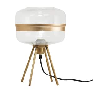 Shanton 15 in. Gold and Clear Glass and Metal Table Lamp with Globe Shade