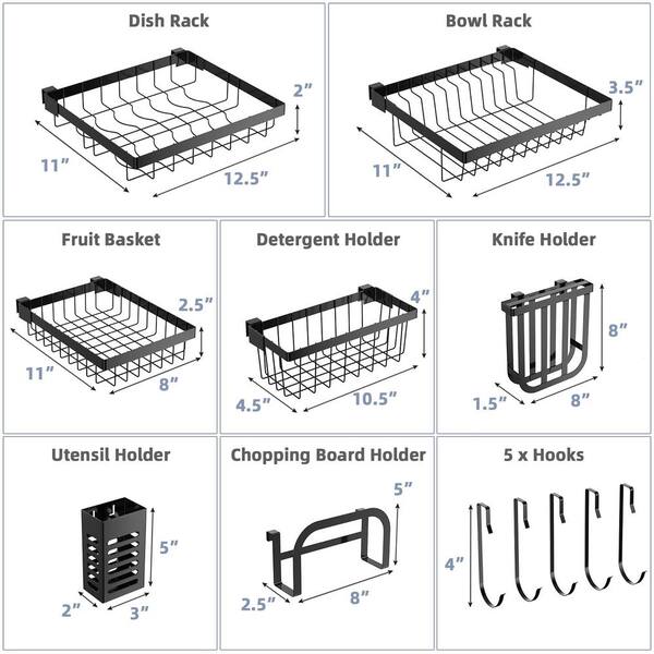 Costway 21 in. to 39 in. Over Sink Dish Drying Rack 2 Tier Adjustable Dish  Rack with 8 Hooks KC53791 - The Home Depot
