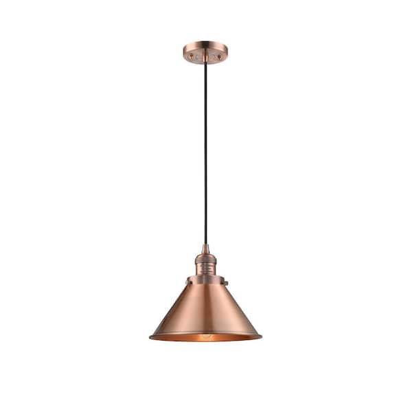 Briarcliff 1-Light Antique Copper Cone Pendant Light with Antique Copper Metal Shade
