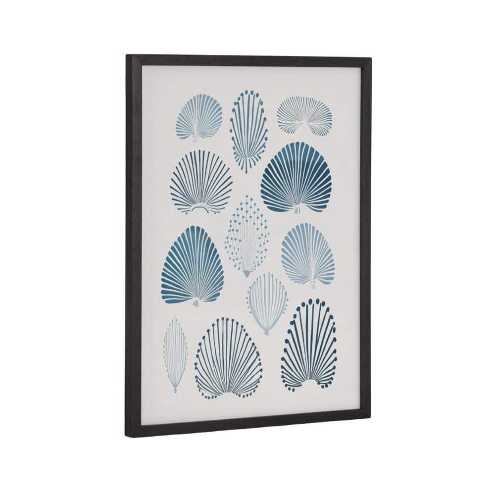 Abstract Coastal Blue Coral Print with Black Frame, 12x16
