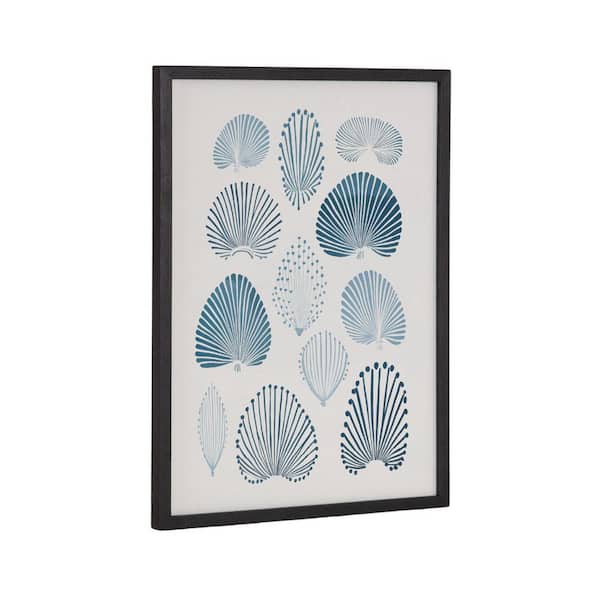 Kate and Laurel Gallery Abstract Coastal Blue Coral by the Creative Bunch Studio Black Framed Art Print 12 in. x 16 in.