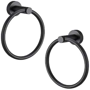 2-Pack Wall-Mounted Towel Ring in Matte Black