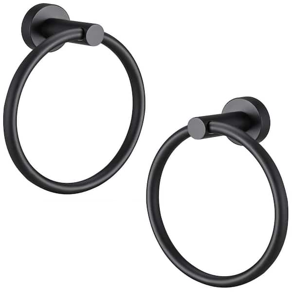ruiling 2-Pack Wall-Mounted Towel Ring in Matte Black