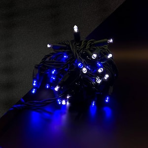 Blue and Pure White 5 mm LED Mini Lights with 4 in. Spacing (Set of 50)