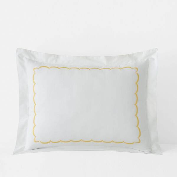 Company Cotton Scallop Yellow Cotton Percale Standard Sham