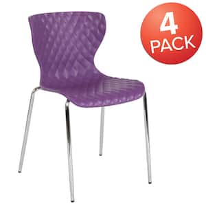 Plastic Stackable Chairs in Purple (Set of 4)