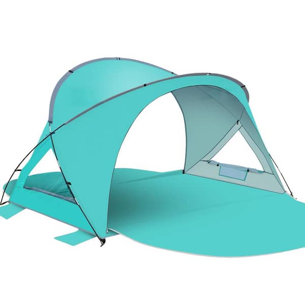 7.7 ft. Turquoise Beach Umbrella, UPF50+ UV Protection, Lightweight Portable Beach Canopy with 2-Pack Zippered Doors