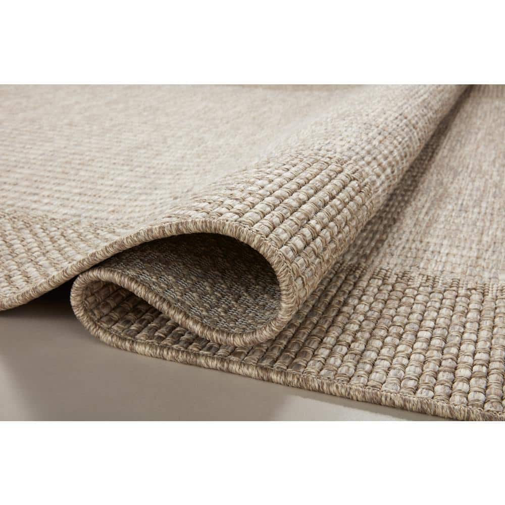 Natural Beige 8' x 10' Rectangular Indoor/Outdoor Rug with Fringe