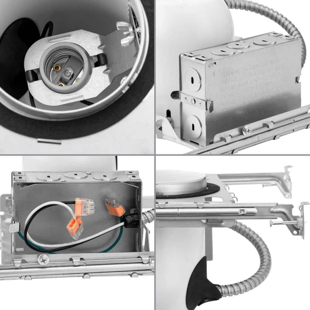 4" Gray Steel Air-Tight New Construction Recessed Housing