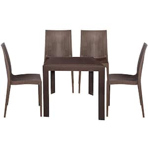 Mace Brown 5-Piece Plastic Square Outdoor Dining Set