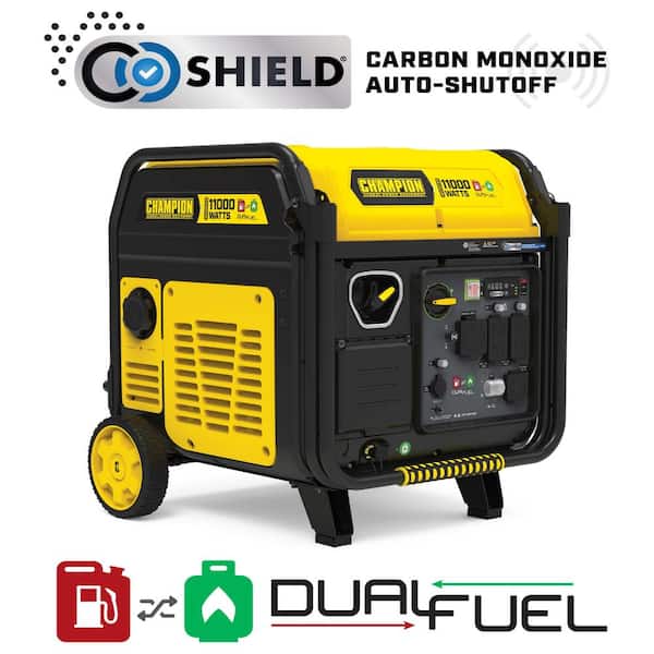 Champion Power Equipment 11,000-Watt Electric Start Gasoline and Propane Powered Dual Fuel Inverter Generator with CO Shield and Quiet Technology