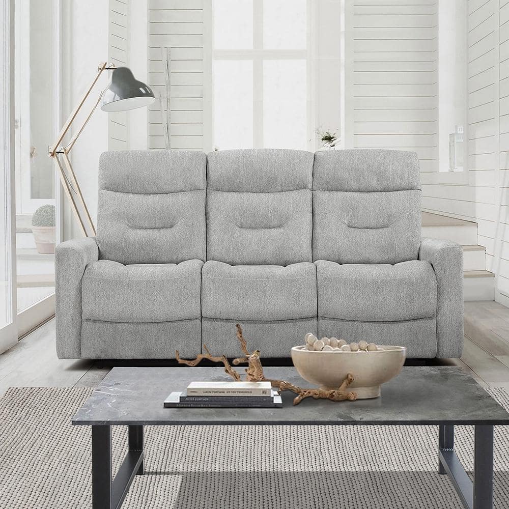 Gray Chenille Lawson Reclining Sofa with Track Arms