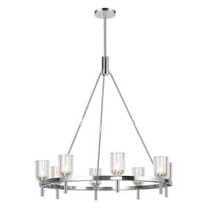 Lucian 36 in. 8 Light 60-Watt Clear Crystal/Polished Nickel Chandelier