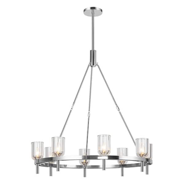 ALORA Lucian 36 in. 8 Light 60-Watt Clear Crystal/Polished Nickel Chandelier