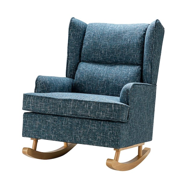 JAYDEN CREATION Andres Indigo Rocking Chair with Solid Wooden legs