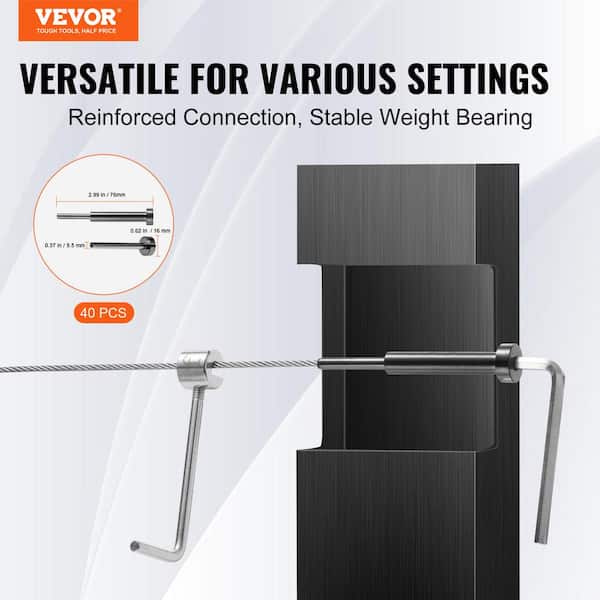 40 Pack Invisible Cable Railing kit T316 Stainless Steel 1/8 in. Invisible Receiver and Swage Stud End for Cable Railing