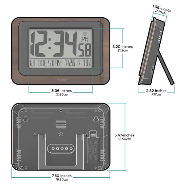 La Crosse Technology Walnut/Black Temperature Digital Atomic Wall