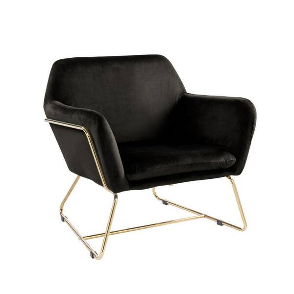 Benjara Black Velvet Accent Chair with Metal Frame BM293183 The Home Depot