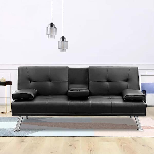 31 in. Square Arm 2-Seater Sofa in Black
