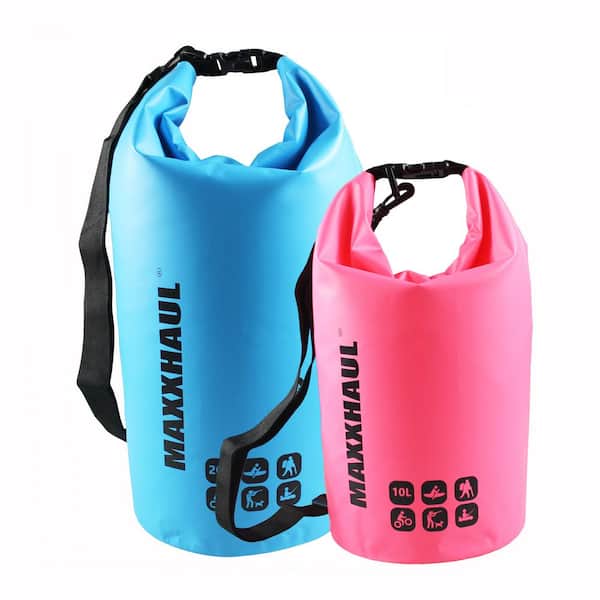 MaxxHaul Floating Canvas Waterproof Dry Bag with Strap 10 and 20 Capacity for His and Her for Hiking, Camping, Swimming (2-Pack)