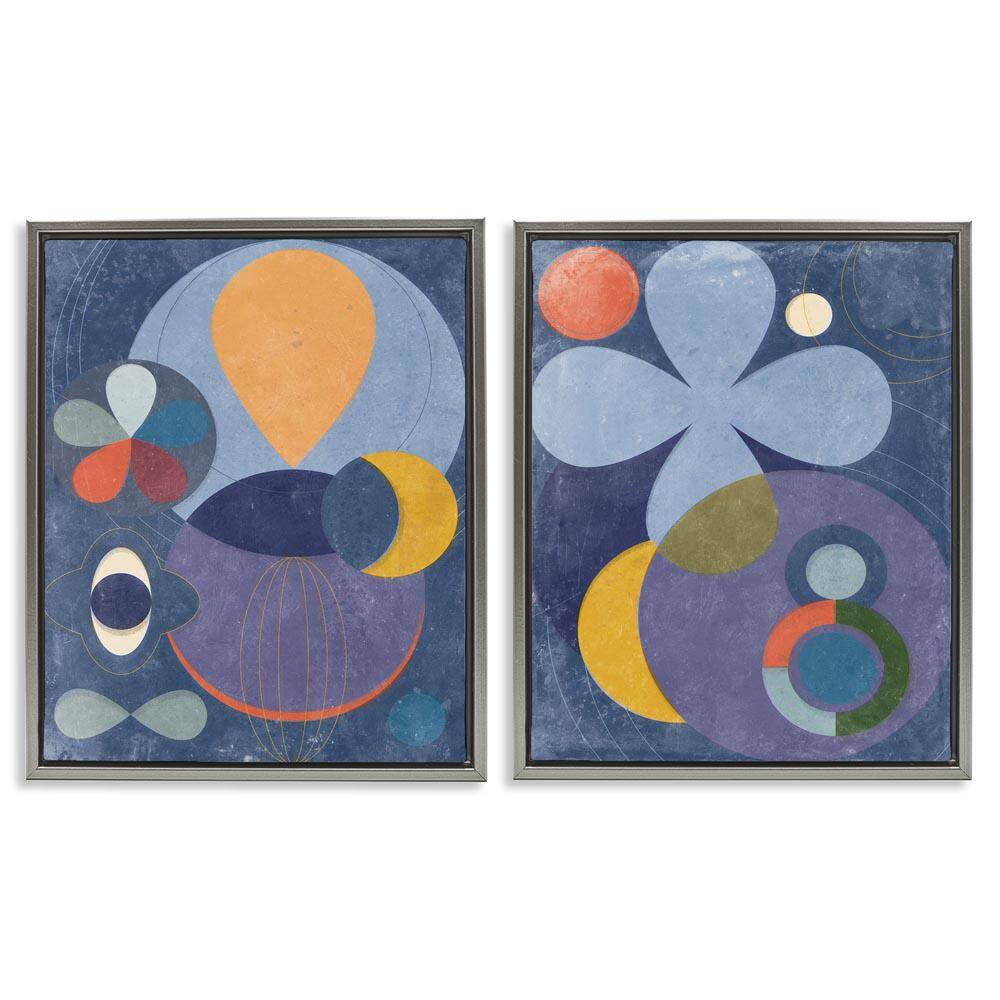 Retro Mixed Shapes by Victoria Barnes 2 Pieces Gray Floater Frame Abstract Graphic Art Print 31 in. x 25 in. price history on PriceWatchPro