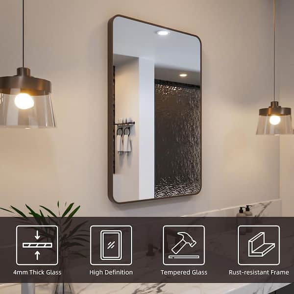Lior 24 in. W x 36 in. H Tempered Glass Oil Rubbed Bronze Rectangular Framed Wall Bathroom Vanity Mirror