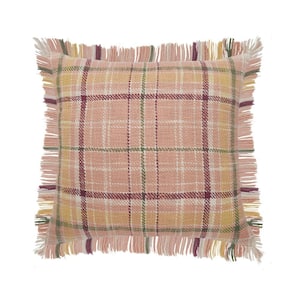 Angelica Pink / Green Striped Fringed Casual Soft Poly-fill 20 in. x 20 in. Indoor  Throw Pillow