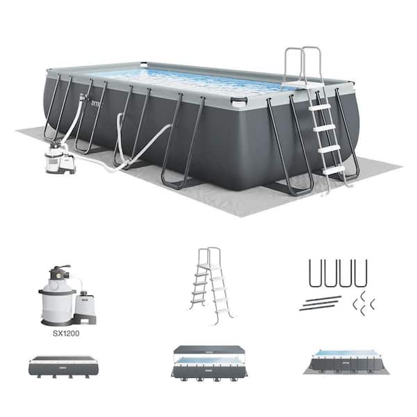 Photo 1 of Ultra 18 ft. x 9 ft. x 52 in. XTR Rectangular Frame Swimming Pool Set with Pump Filter