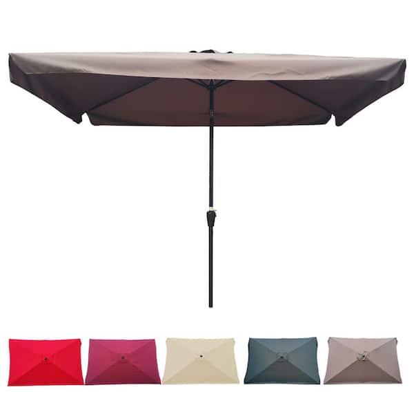 Unbranded 10 ft. Market Patio Umbrella with Crank and Push Button Tilt Patio Umbrella in Chocolate