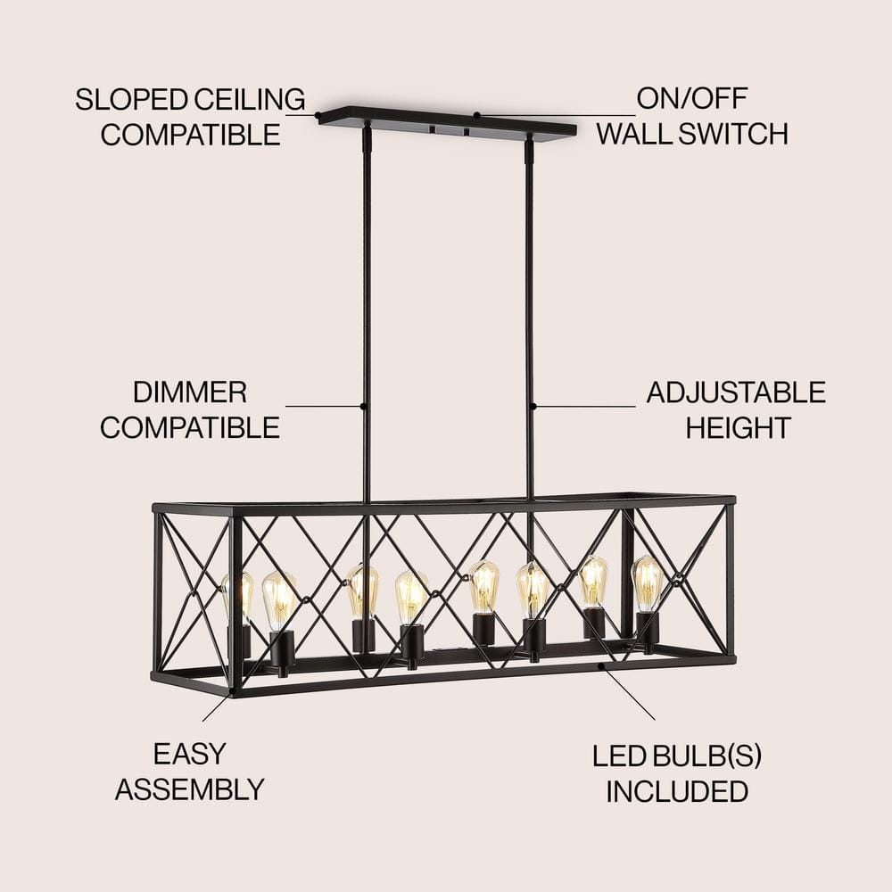 Galax 39" Oil-Rubbed Bronze Adjustable Iron LED Farmhouse Pendant