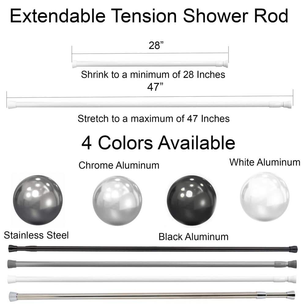 Adjustable White Tension Shower Curtain Rod, 43-79 Inches