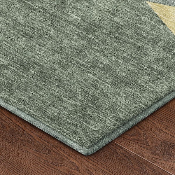 Mayfield Premium Machine Washable Abstract AMF2555 Basil 10 ft. x 14 ft. Area Rug