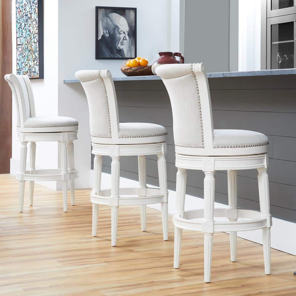 Chapman 31" White Wood and Leather Swivel Barstool