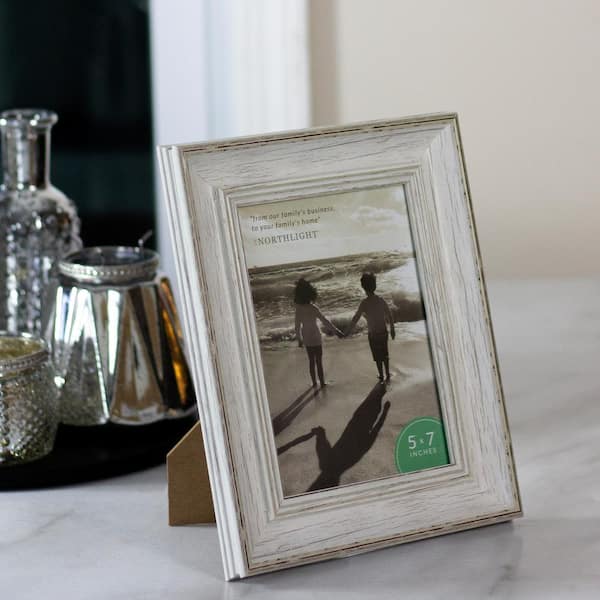 9.75 in. Vintage Inspired 5 in. x 7 in. Distress White Photo Picture Frame