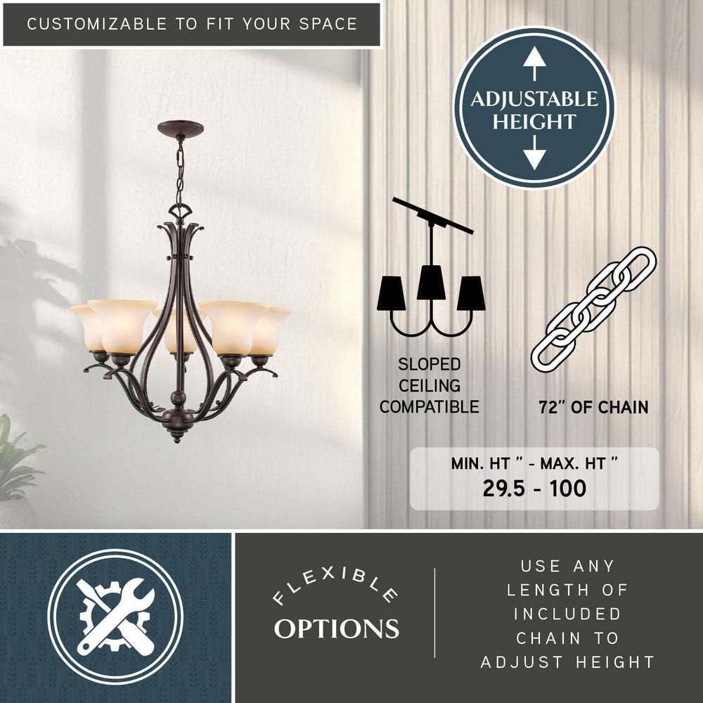 Monrovia Royal Bronze Traditional 5-Light Chandelier
