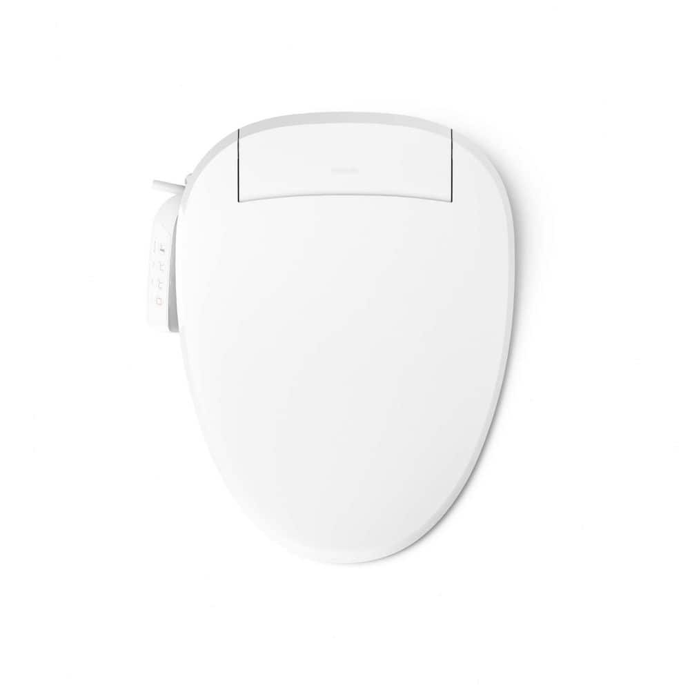 White Elongated Warm Water Bidet Toilet Seat with UV Sanitizing