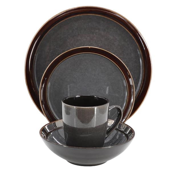GIBSON elite Priya 16 Piece Stoneware Reactive Glaze Dinnerware  